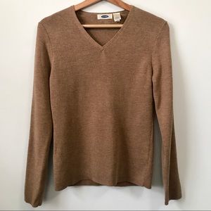 Old Navy Taupe V-Neck Long Sleeve Sweater, Size L